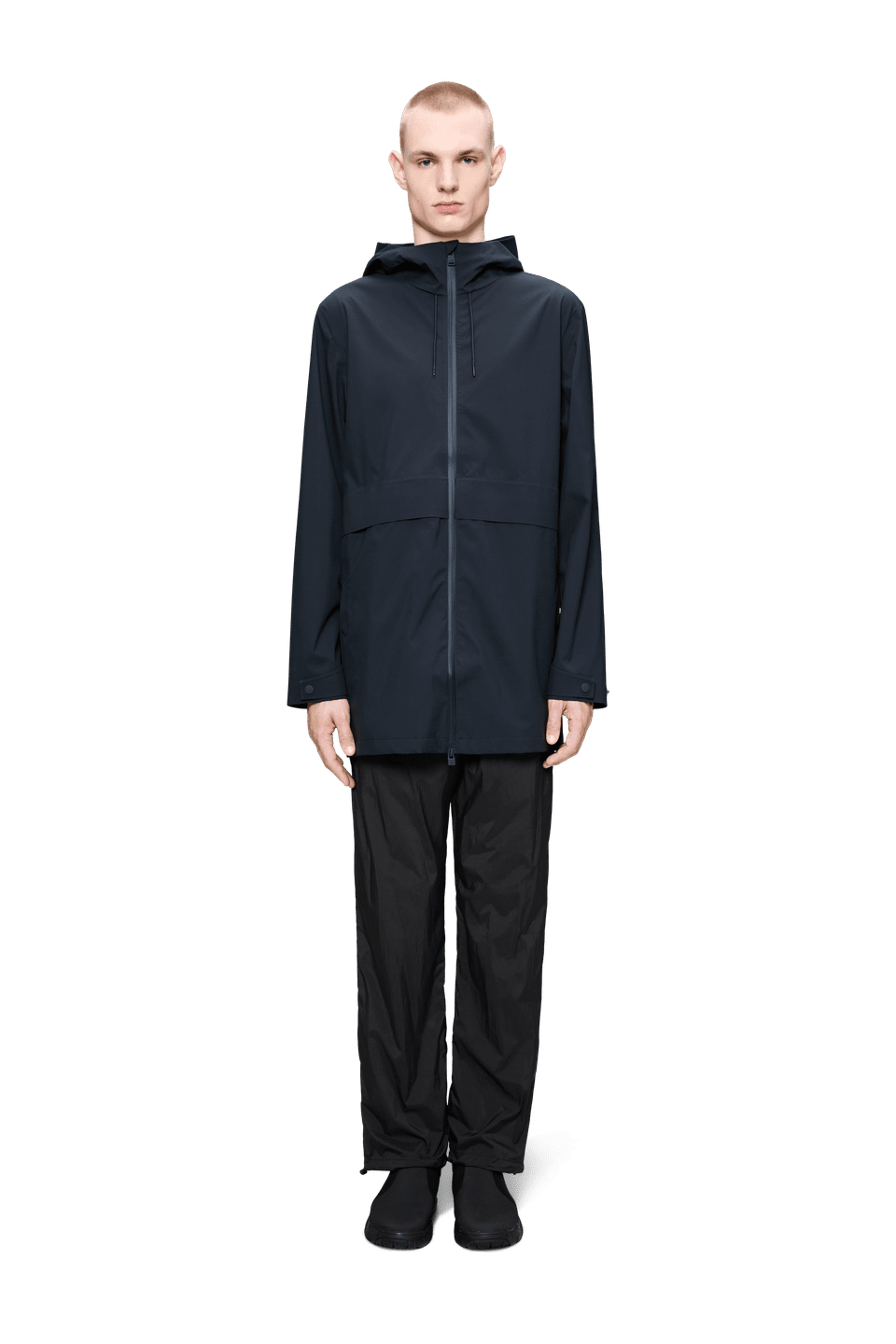 Rains - Leichte längere Regenjacke mit Kapuze