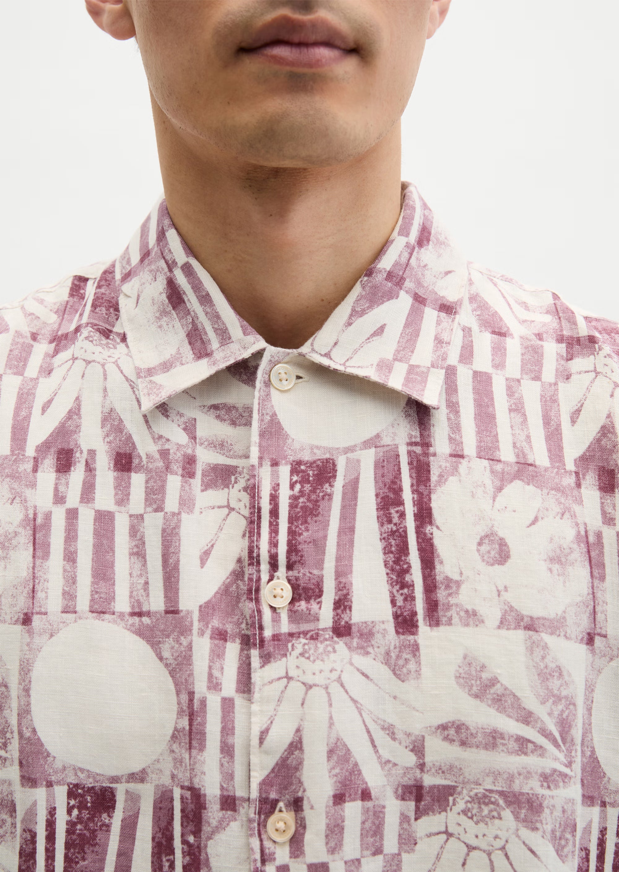Marc O'Polo - Lässiges Halbarm Hemd mit All Over Print in Rot