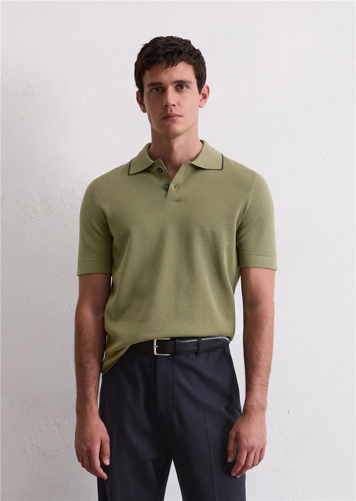 Marc O'Polo x DFB - Strick-Poloshirt aus reiner Bio-Baumwolle