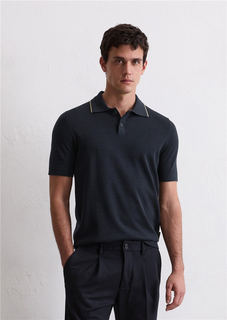 Marc O'Polo x DFB - Strick-Poloshirt aus reiner Bio-Baumwolle