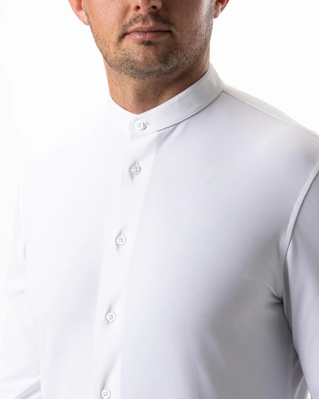 IOS - Hemd mit Stehkragen aus sehr bequemer Jerseyware - White