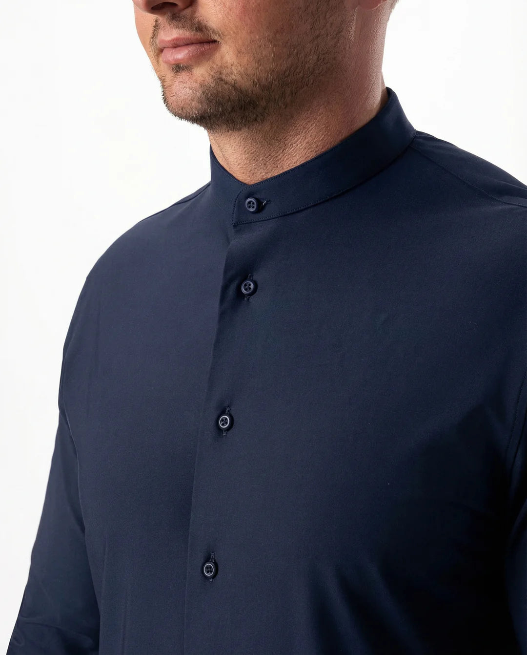 IOS - Hemd mit Stehkragen aus sehr bequemer Jerseyware - Navy