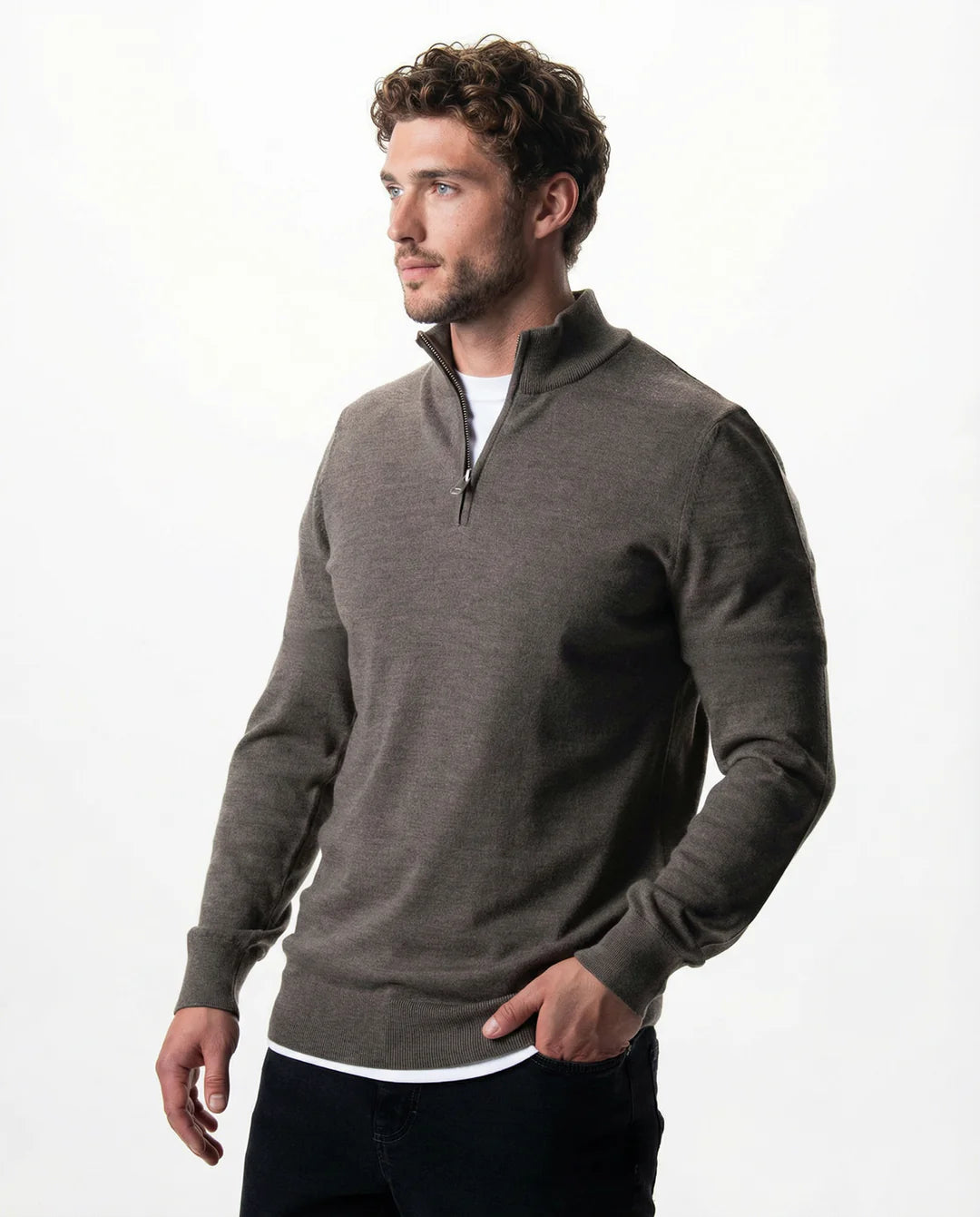 IOS - Halfzip Pullover aus feiner Merinowolle