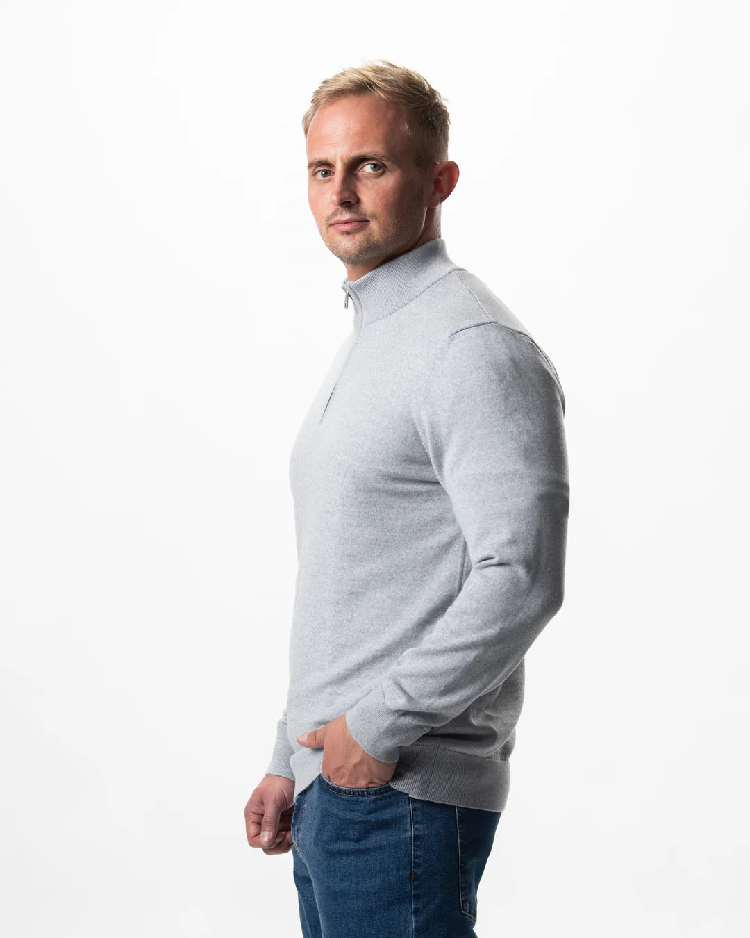 IOS - Halfzip Pullover aus feiner Merinowolle