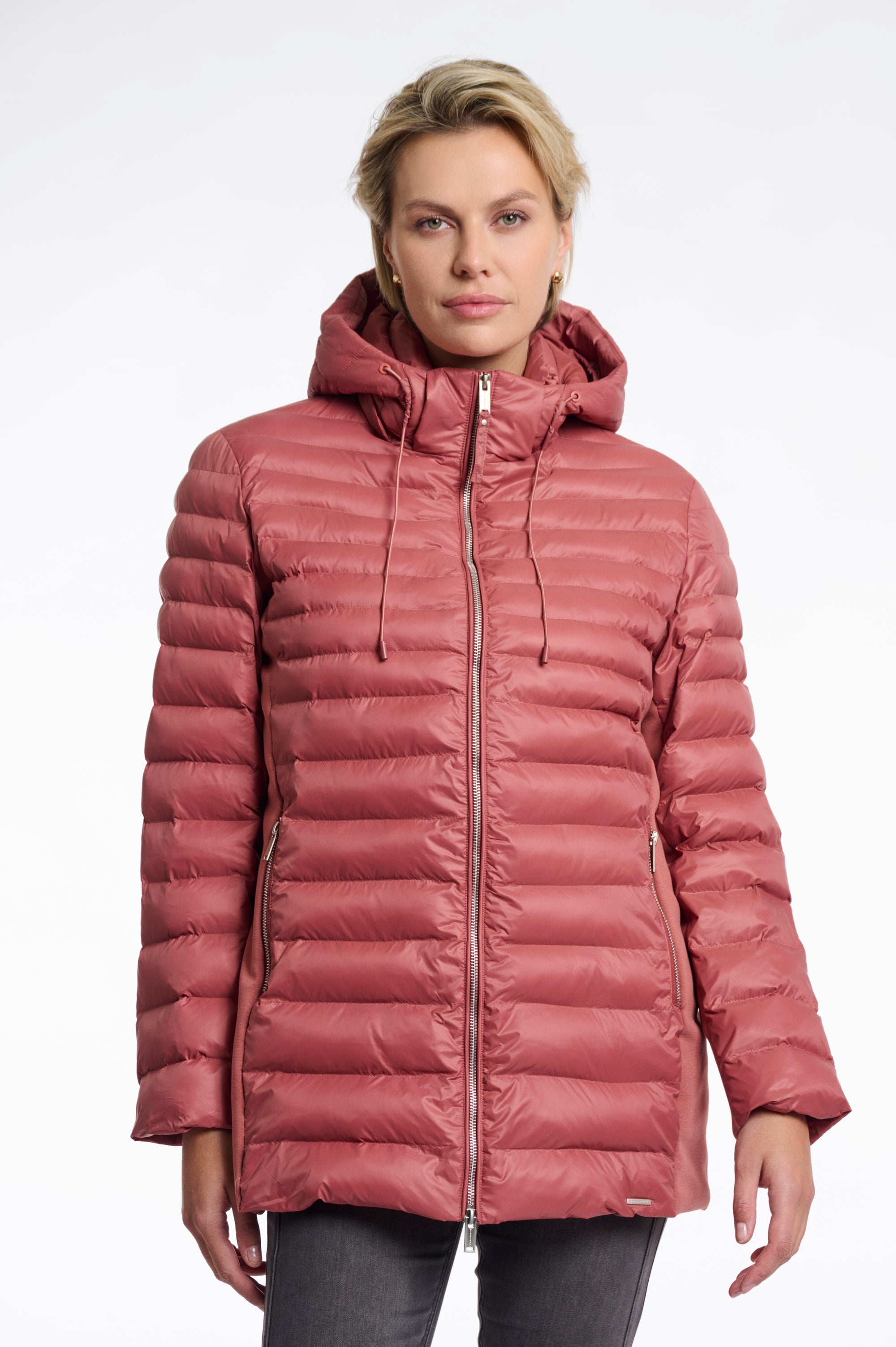 Rino & Pelle - Steppjacke in zartem Rot mit Kapuze - Indira