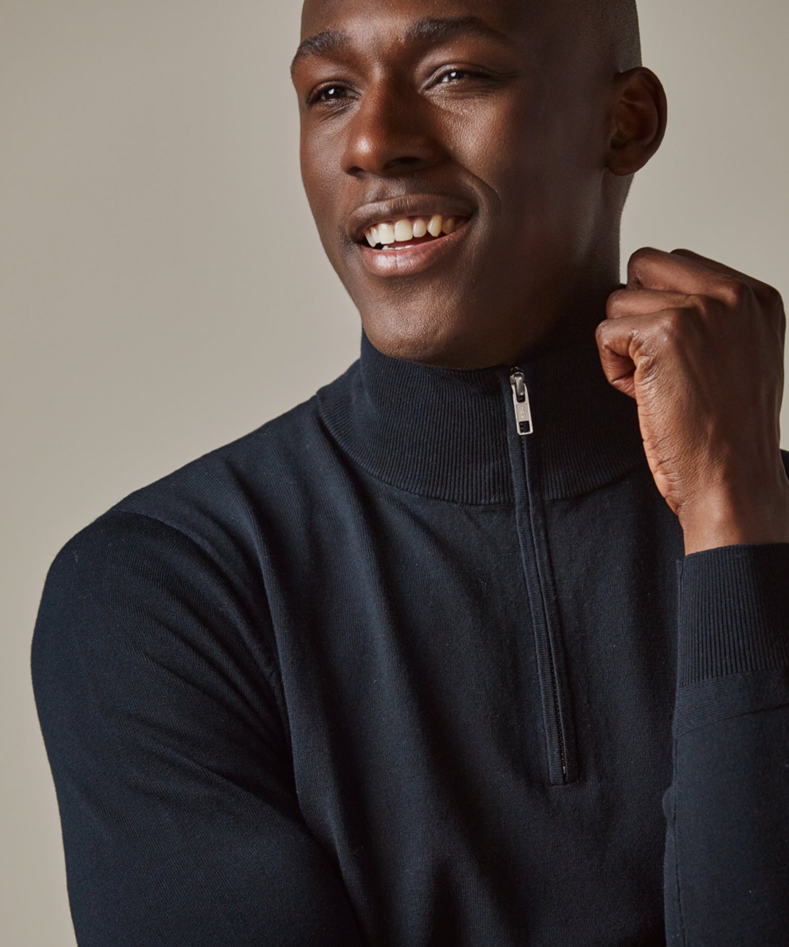 Profuomo - Feiner Strickpullover mit Half- Zip in Navy