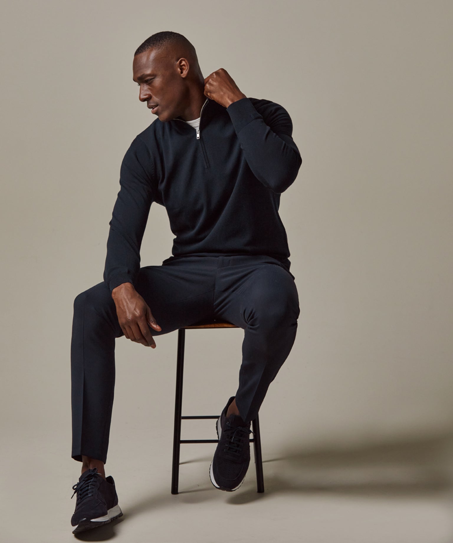 Profuomo - Feiner Strickpullover mit Half- Zip in Navy