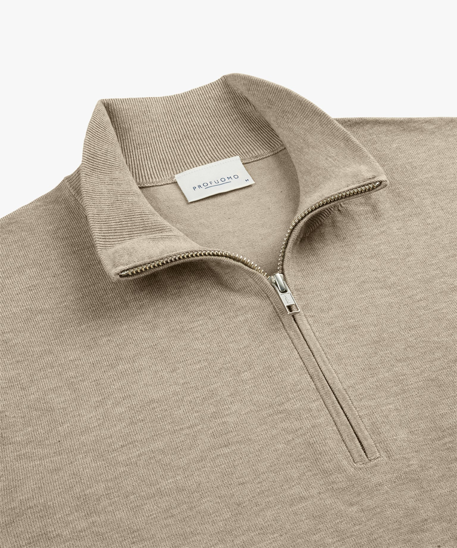 Profuomo - Feiner Strickpullover mit Half-Zip in Beige