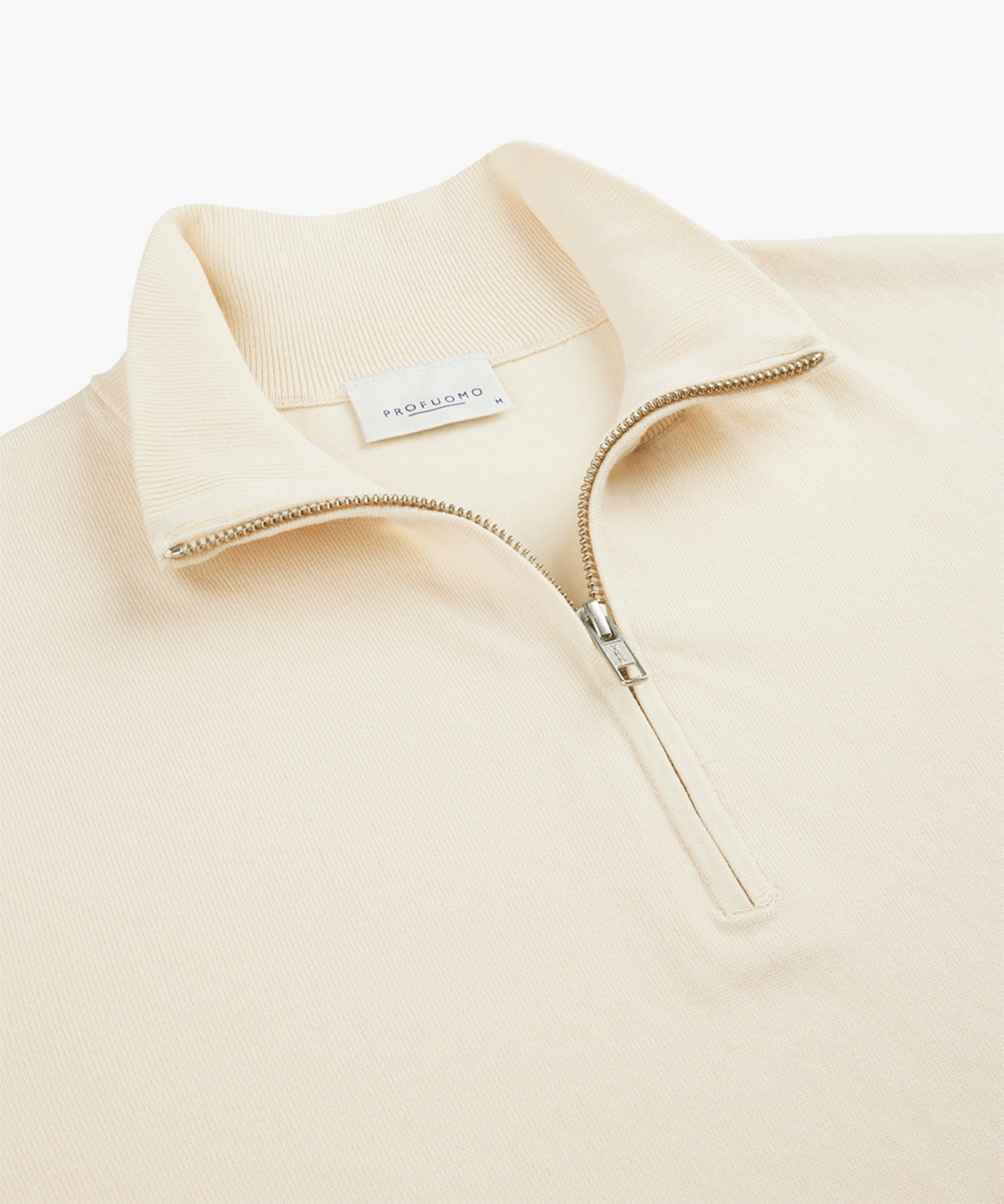 Profuomo - Feiner Strickpullover mit Half-Zip in Offwhite