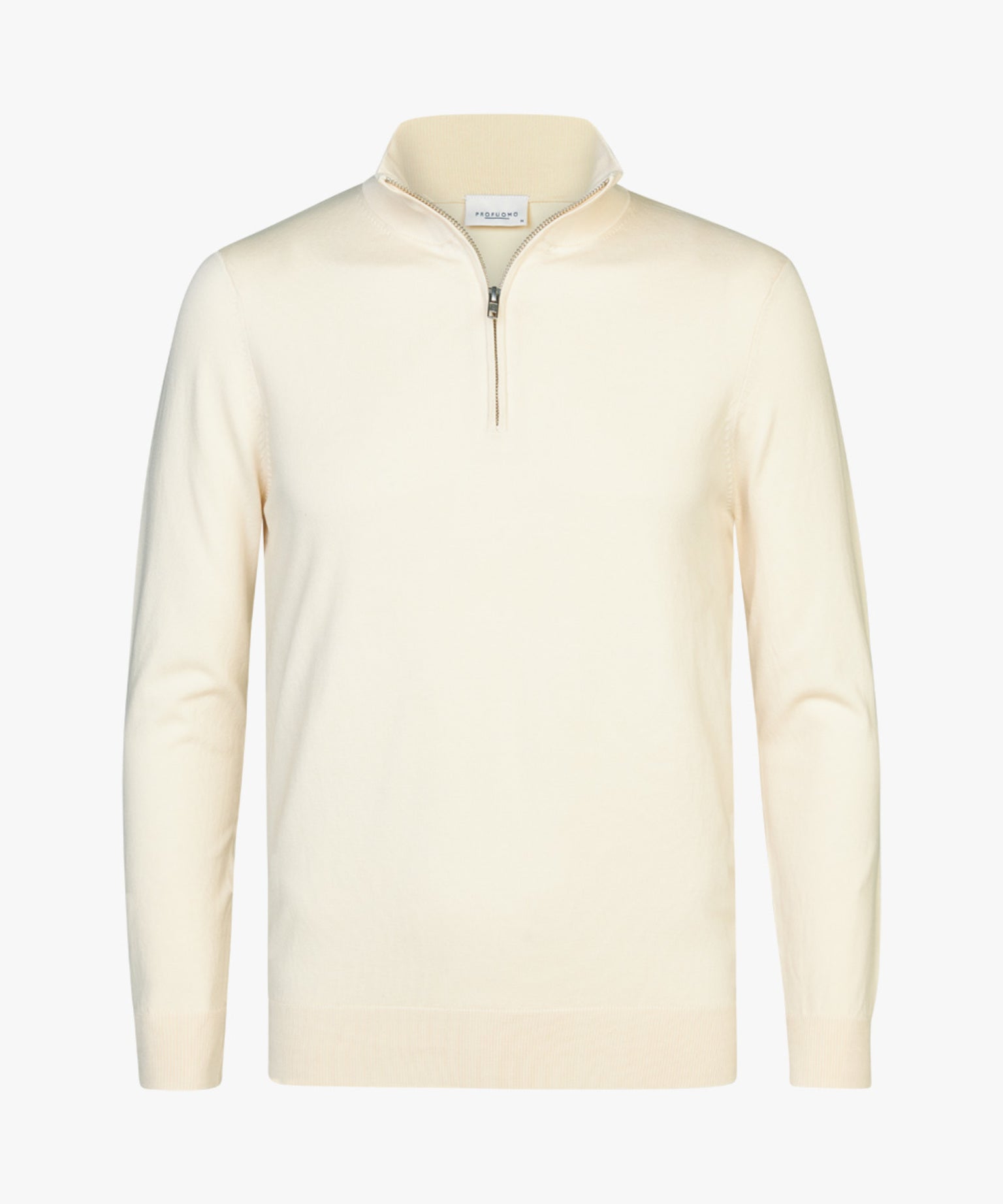 Profuomo - Feiner Strickpullover mit Half-Zip in Offwhite