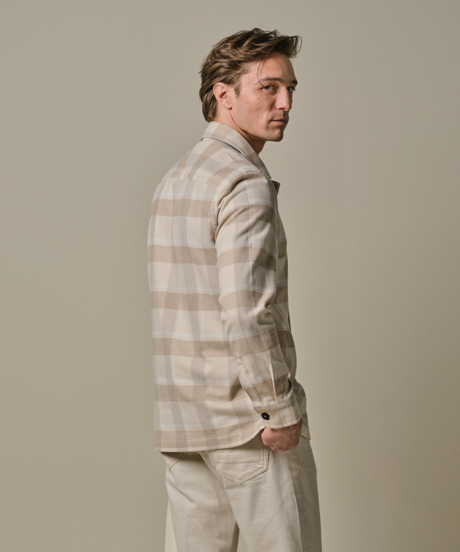 Profuomo - Flanell Overshirt in Beige