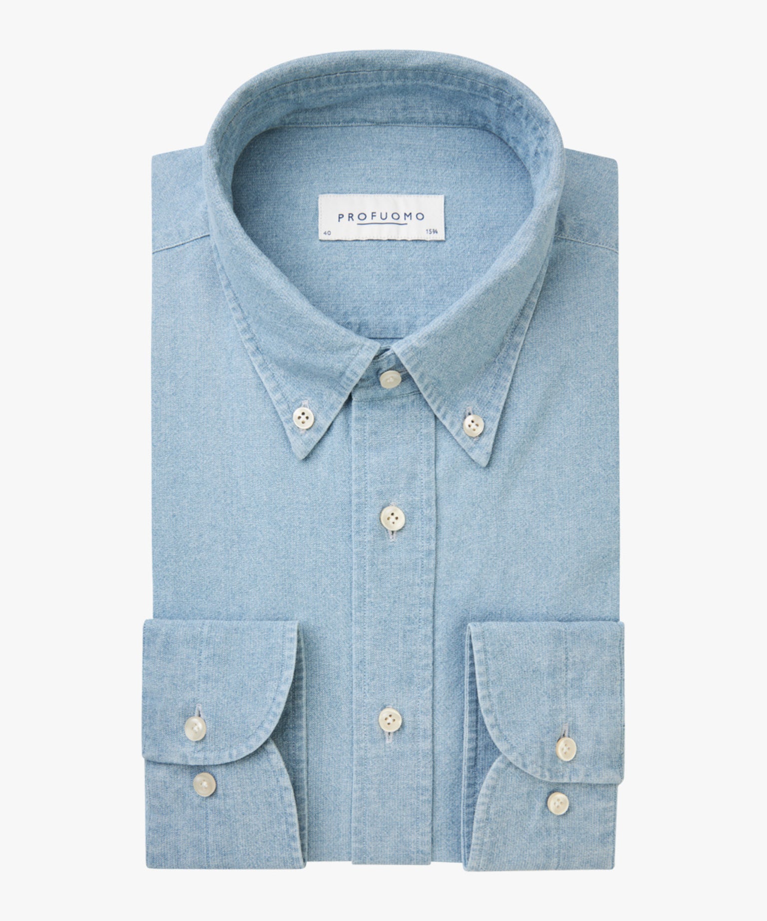 Profuomo - Slim Fit Denim Shirt in Hellblau