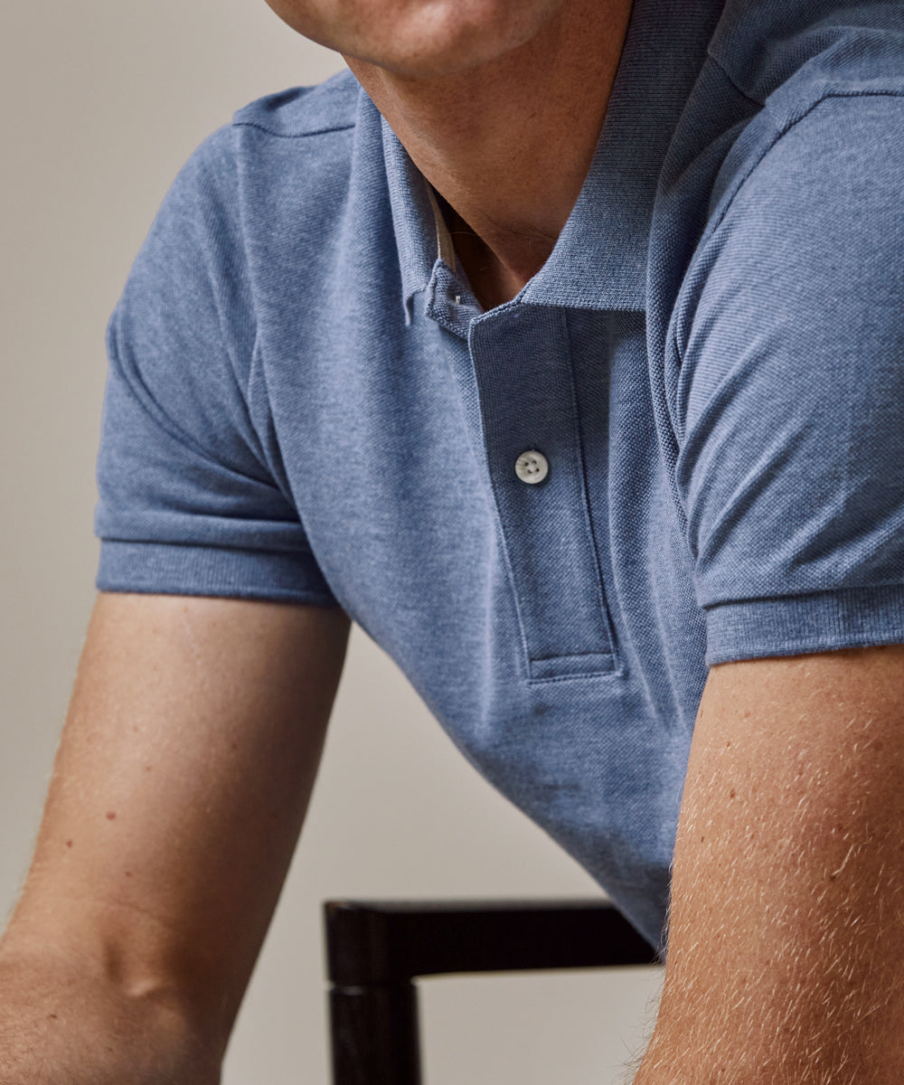 Profuomo - Poloshirt aus Baumwollpique in Blau