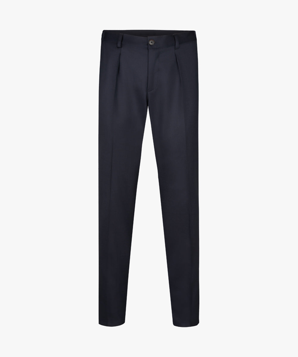 Profuomo - Stilvolle Tuchhose mit Bundfalte in Dunkelblau
