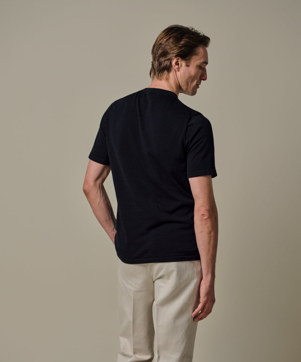 Profuomo - Feines Strick-T-Shirt in Navy