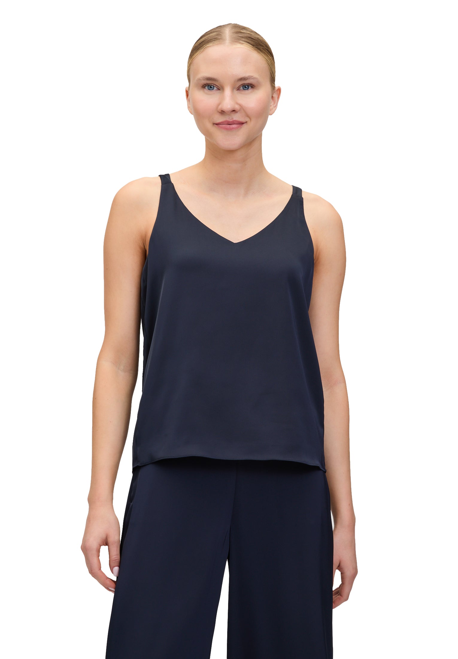 Vera Mont - Elegante Bluse aus Satin in Dunkelblau