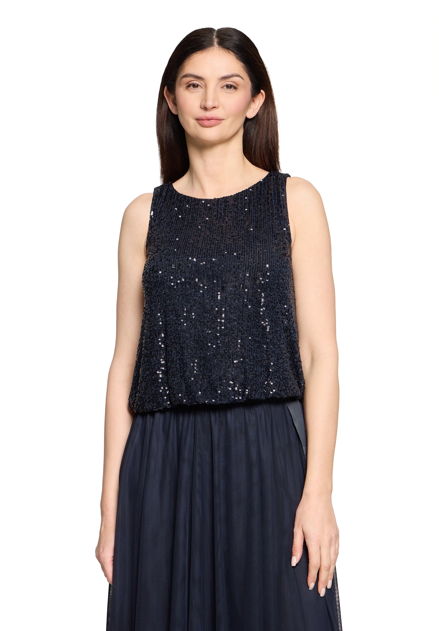Vera Mont - Elegantes Glitzertop in Dunkelblau