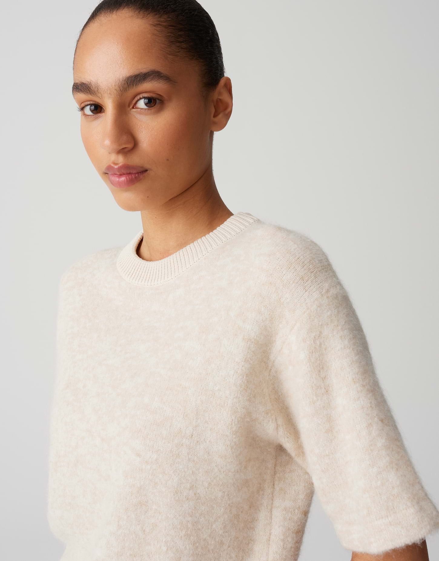 Opus - Kurzarmpullover aus flauschigem Garn - Pami