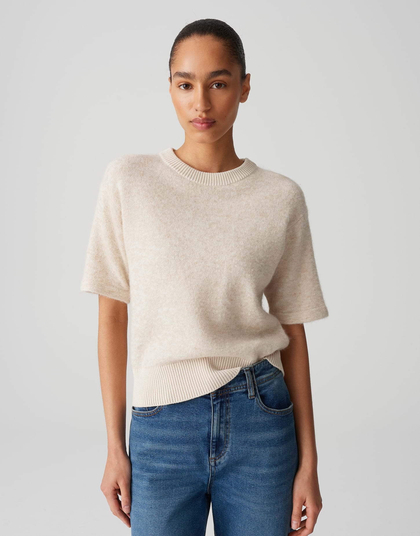 Opus - Kurzarmpullover aus flauschigem Garn - Pami