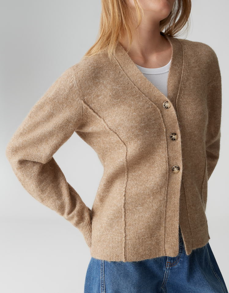 Opus - Taillierte Strickjacke im Alpaka Wollmix - Dariel