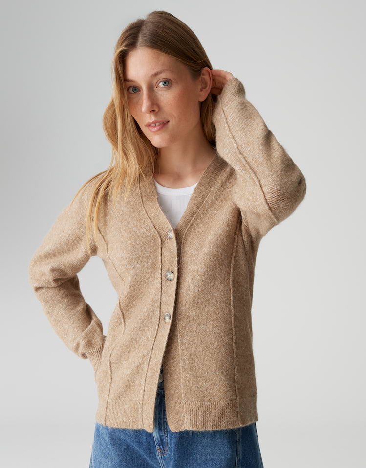 Opus - Taillierte Strickjacke im Alpaka Wollmix - Dariel