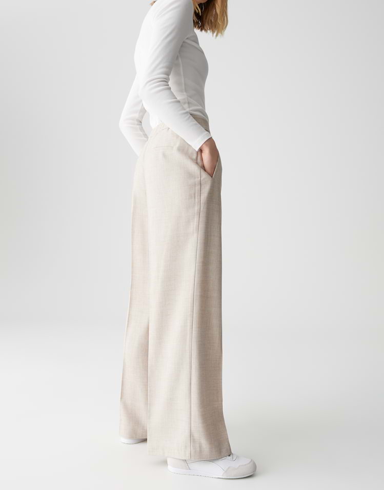 Opus - Wide Leg Pants in Mélange Optik - Maiga