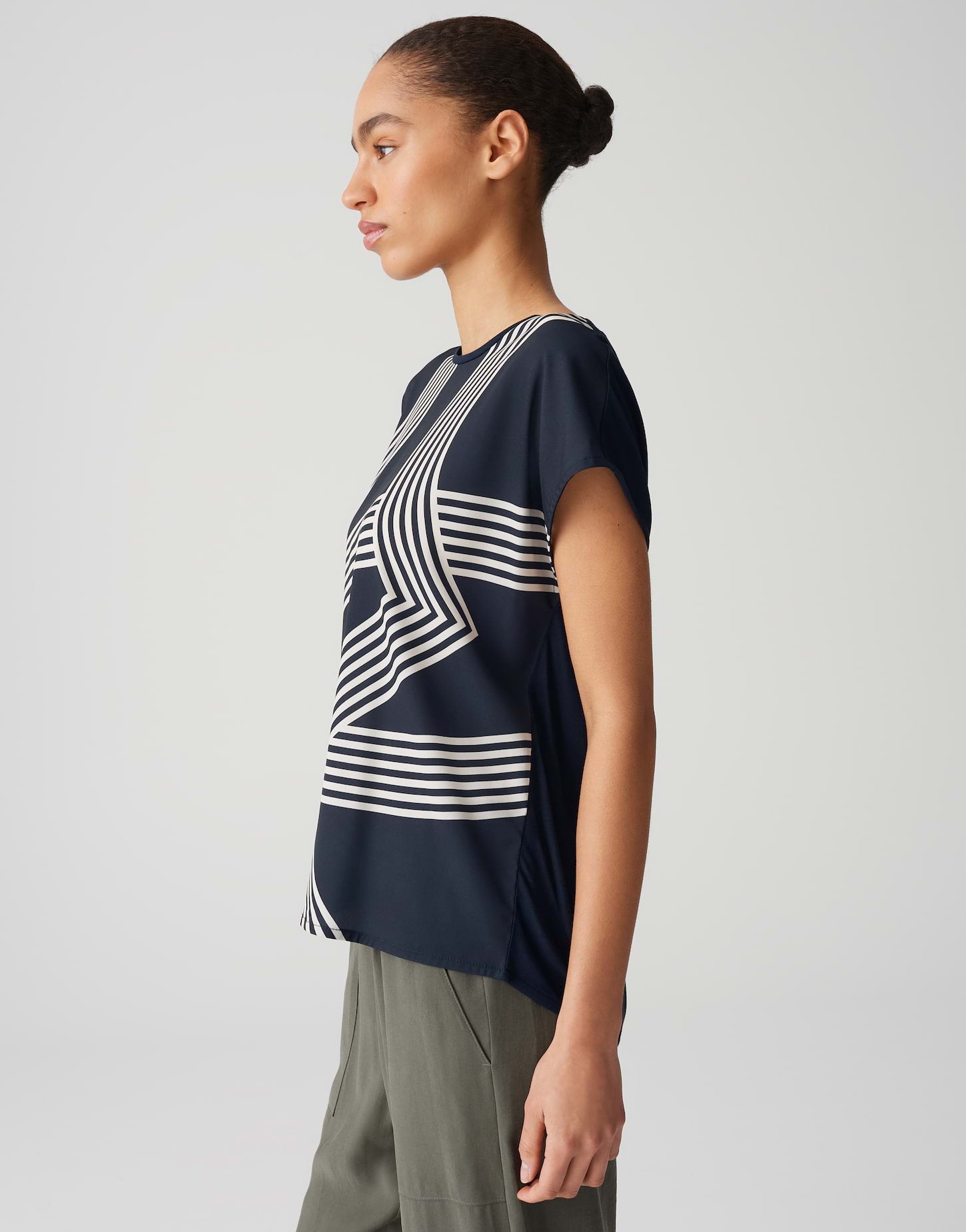 Opus - Regular Printshirt im Materialmix - Sabethi