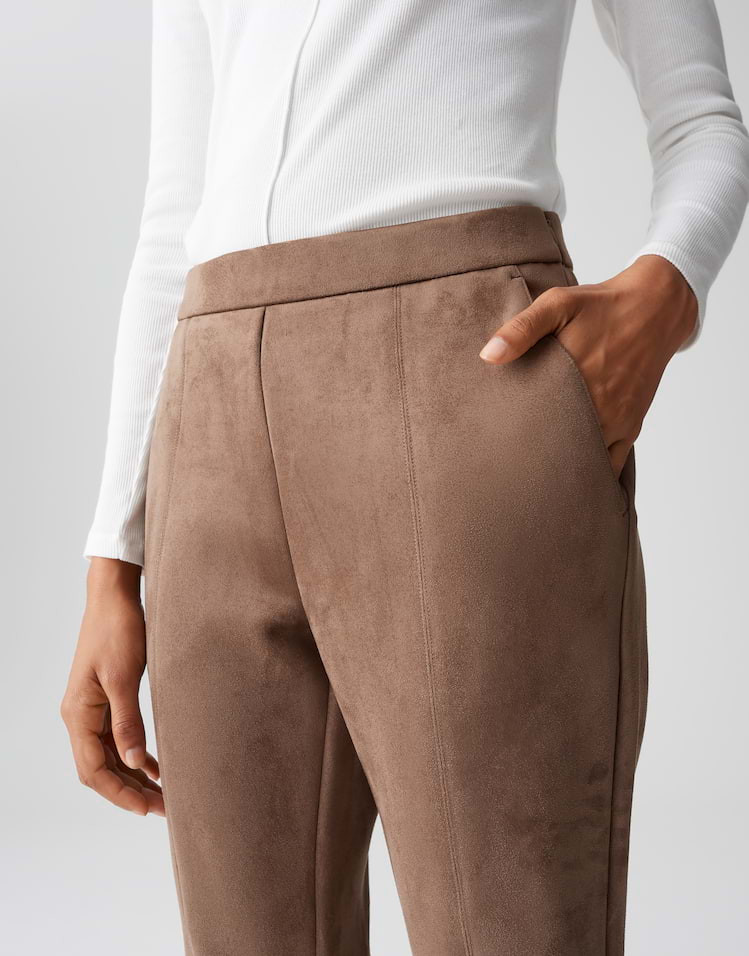 Opus - Kunstlederhose in Wildleder Optik - Elvina Cozy