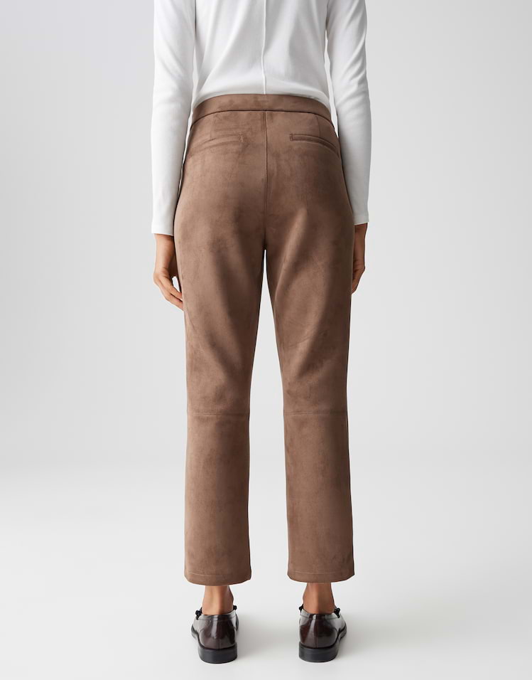 Opus - Kunstlederhose in Wildleder Optik - Elvina Cozy