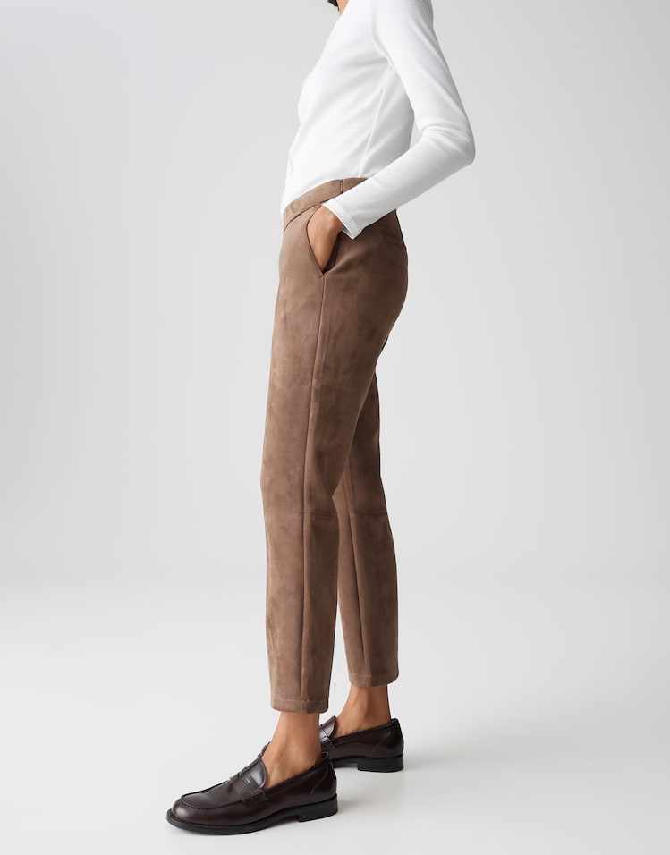 Opus - Kunstlederhose in Wildleder Optik - Elvina Cozy