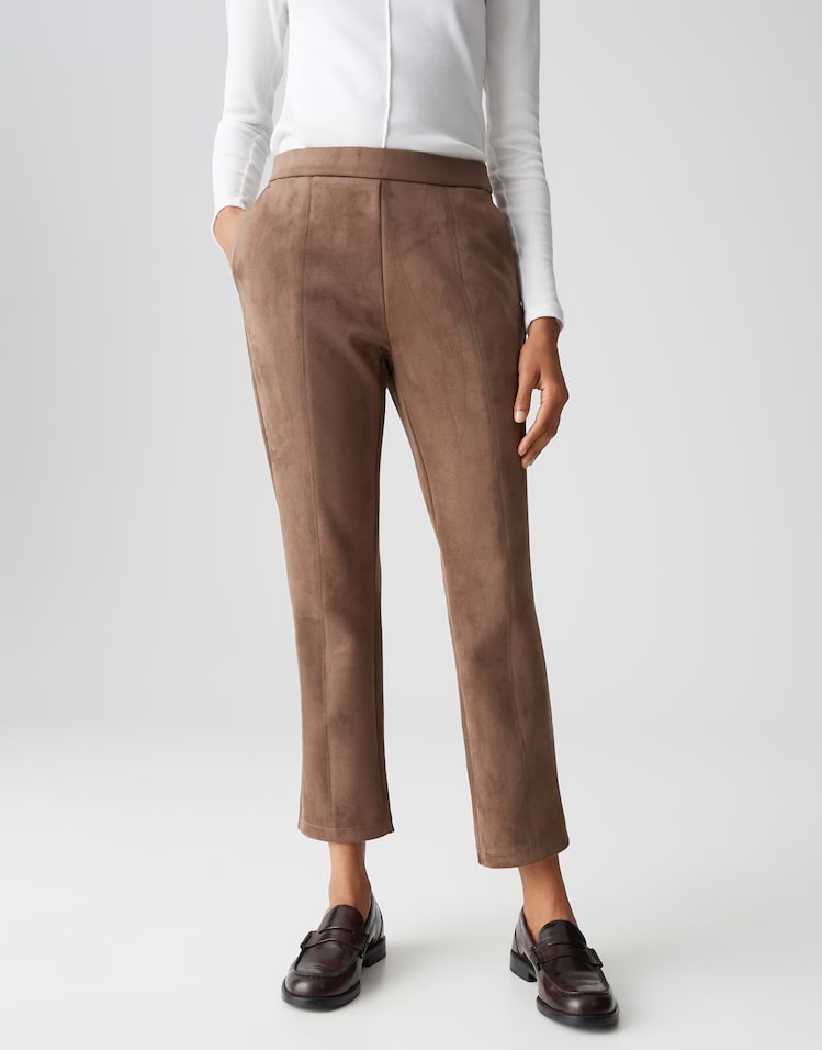 Opus - Kunstlederhose in Wildleder Optik - Elvina Cozy