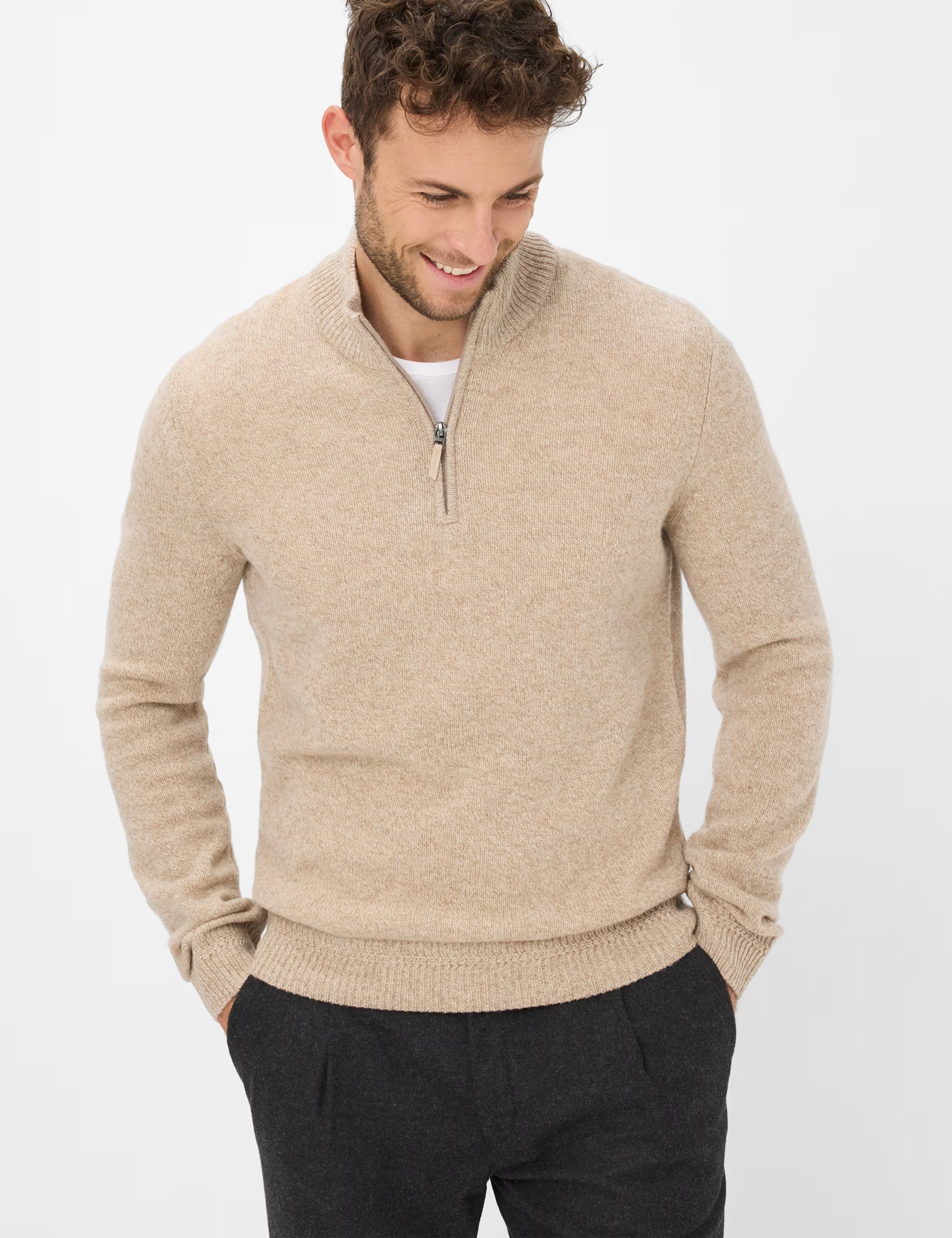 Brax - Lambswool-Strickpullover in camel aus hochwertigem Wollmix - Steffen