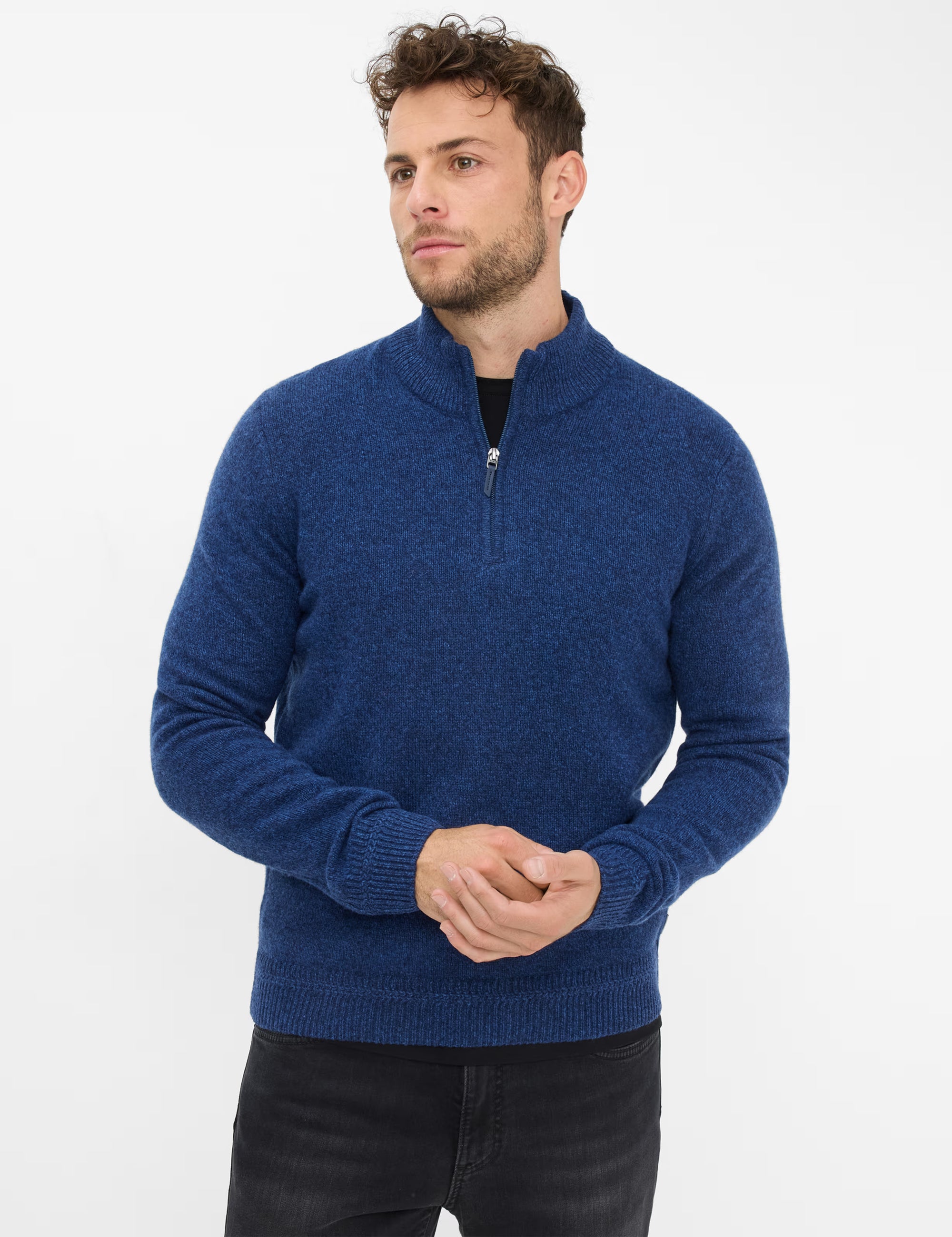 Brax - Lambswool-Strickpullover in blau aus hochwertigem Wollmix - Steffen