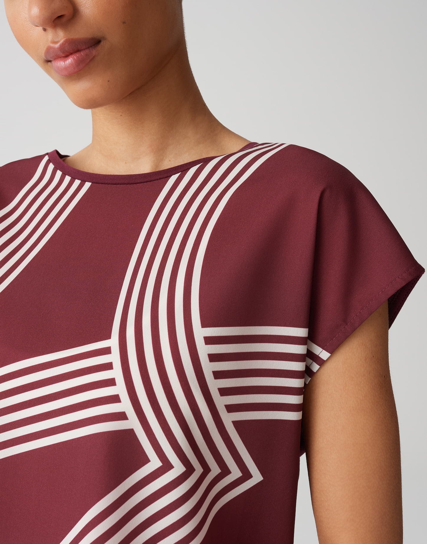 Opus - Regular Printshirt im Materialmix - Sabethi