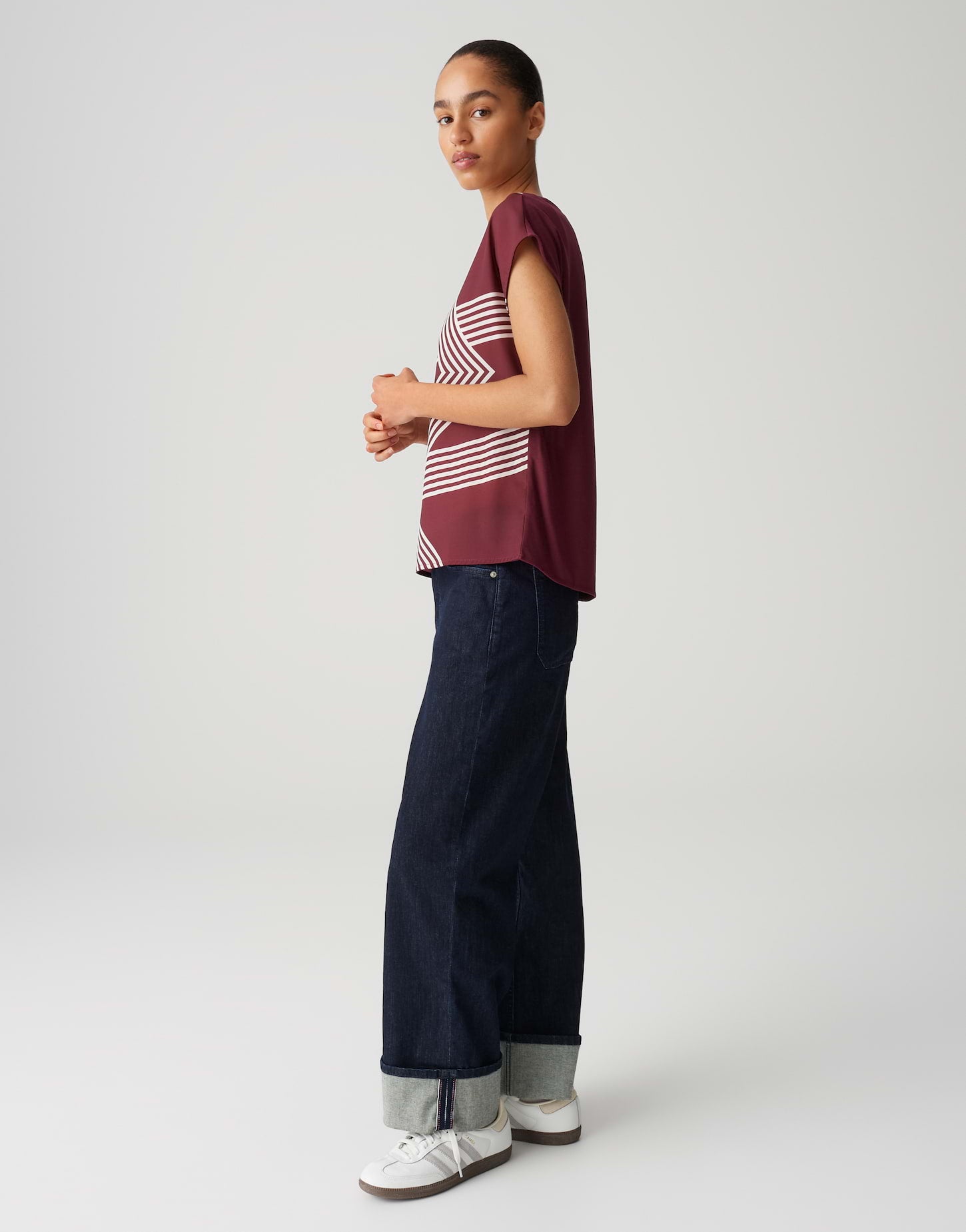 Opus - Regular Printshirt im Materialmix - Sabethi