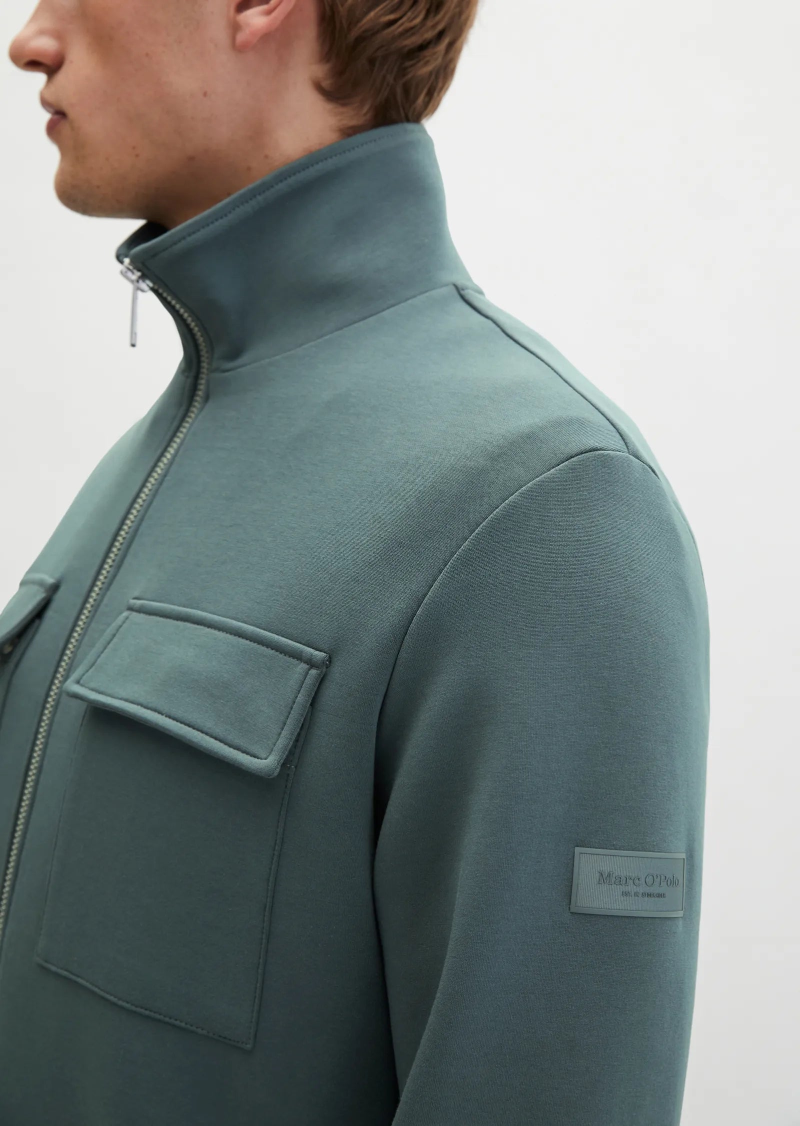 Marc O'Polo - Scuba Sweatjacke aus Bio-Baumwolle in Petrol