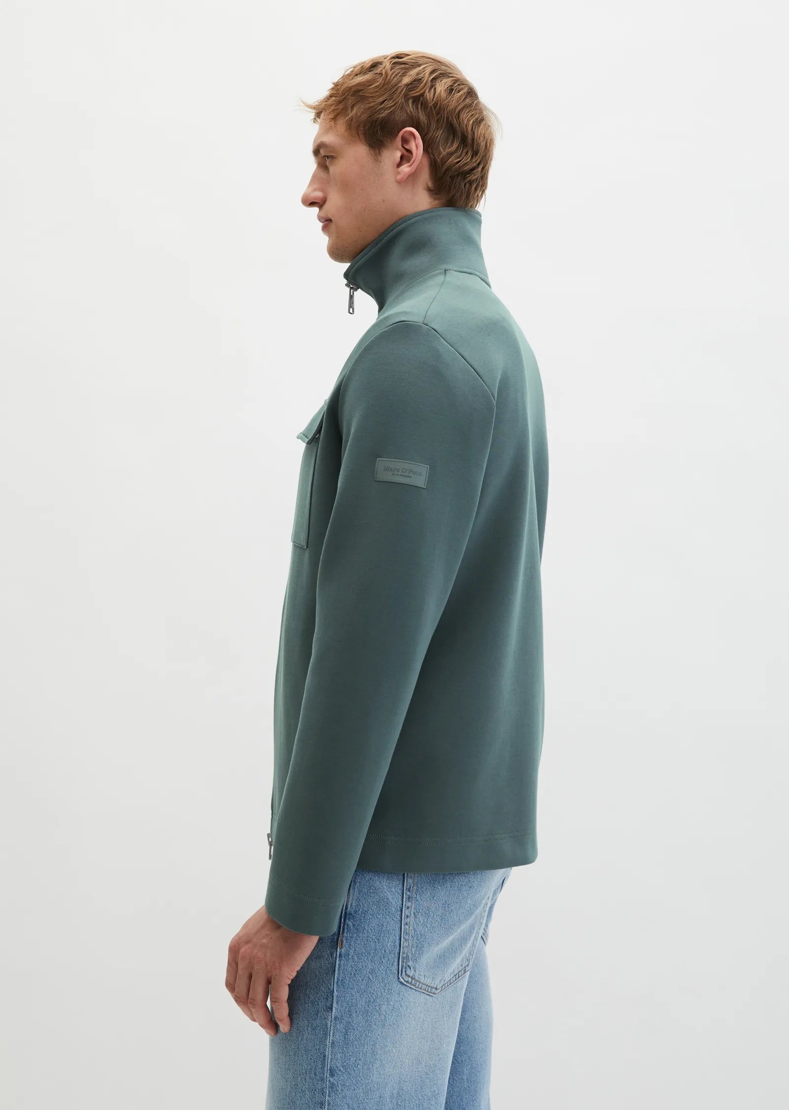 Marc O'Polo - Scuba Sweatjacke aus Bio-Baumwolle in Petrol