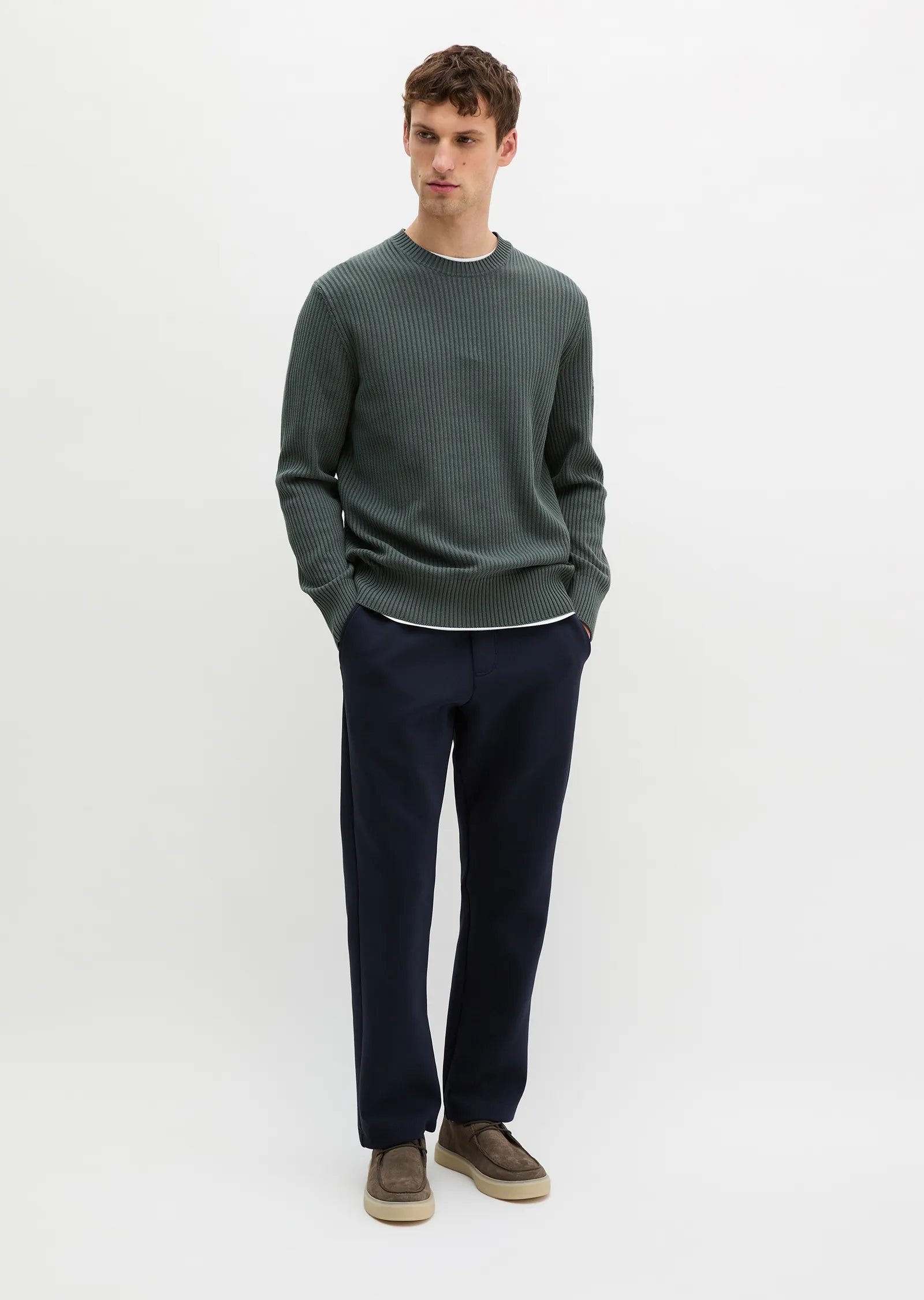 Marc O'Polo - Rippstrick Pullover aus Bio-Baumwolle in Petrol