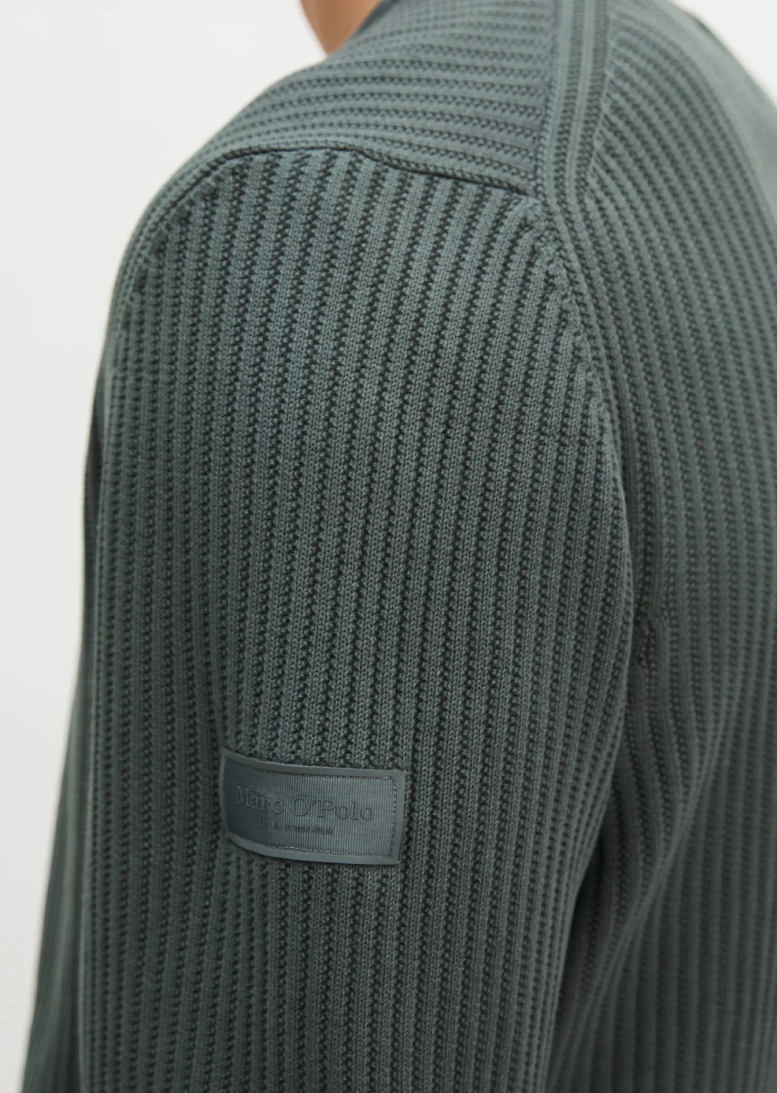 Marc O'Polo - Rippstrick Pullover aus Bio-Baumwolle in Petrol