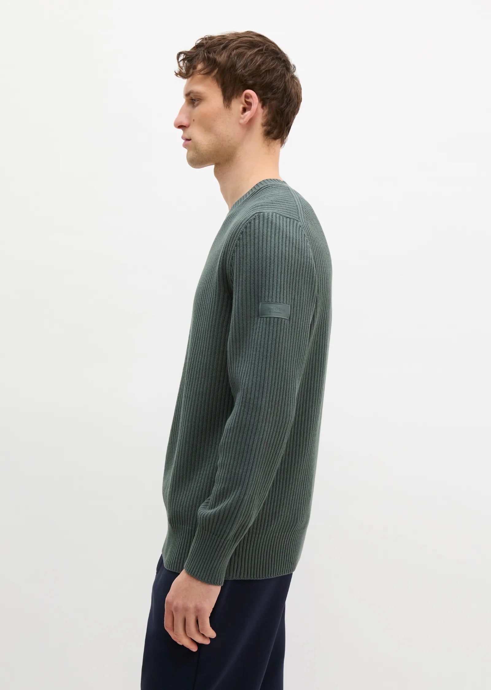 Marc O'Polo - Rippstrick Pullover aus Bio-Baumwolle in Petrol