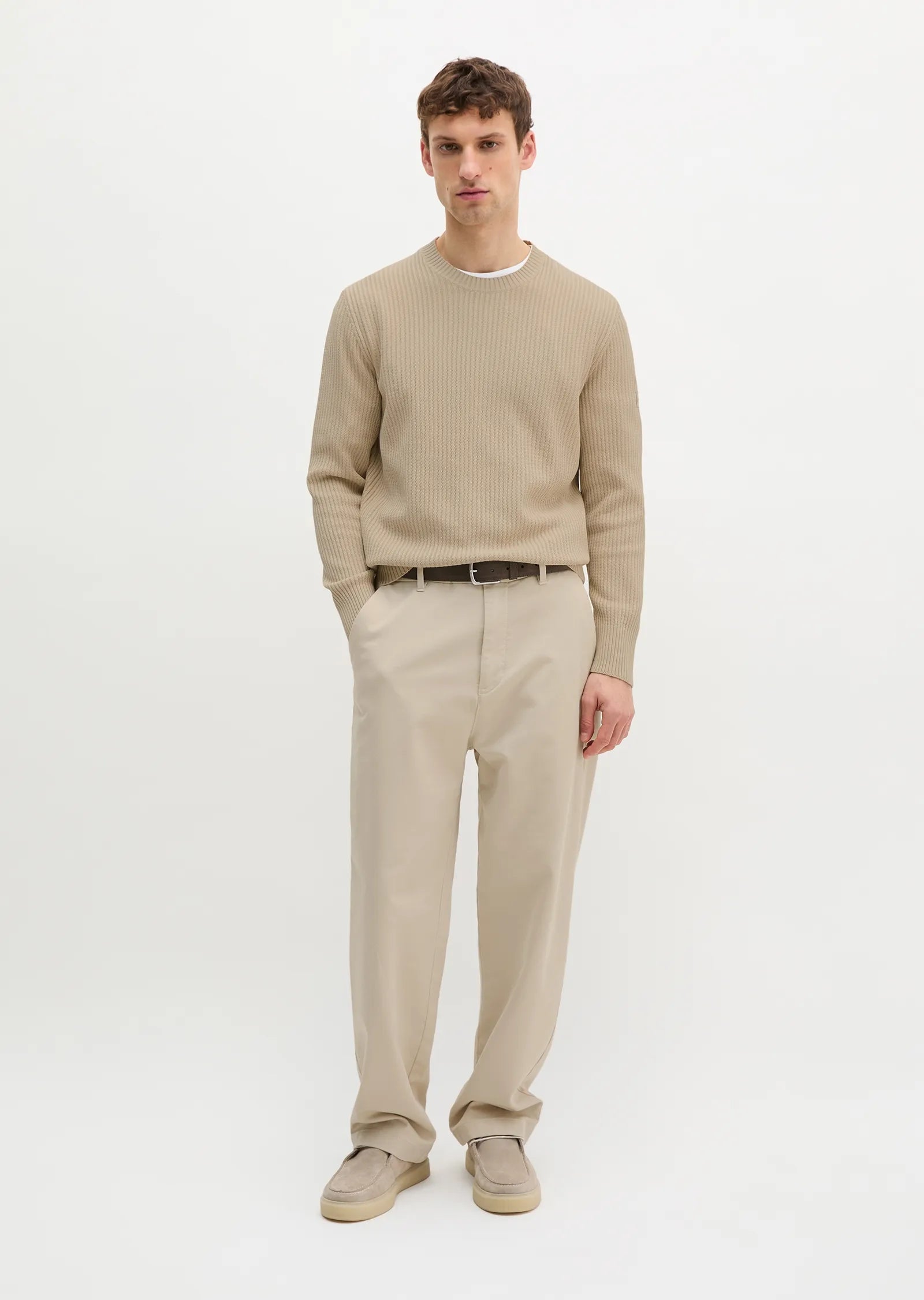 Marc O'Polo - Rippstrick Pullover aus Bio-Baumwolle in Beige