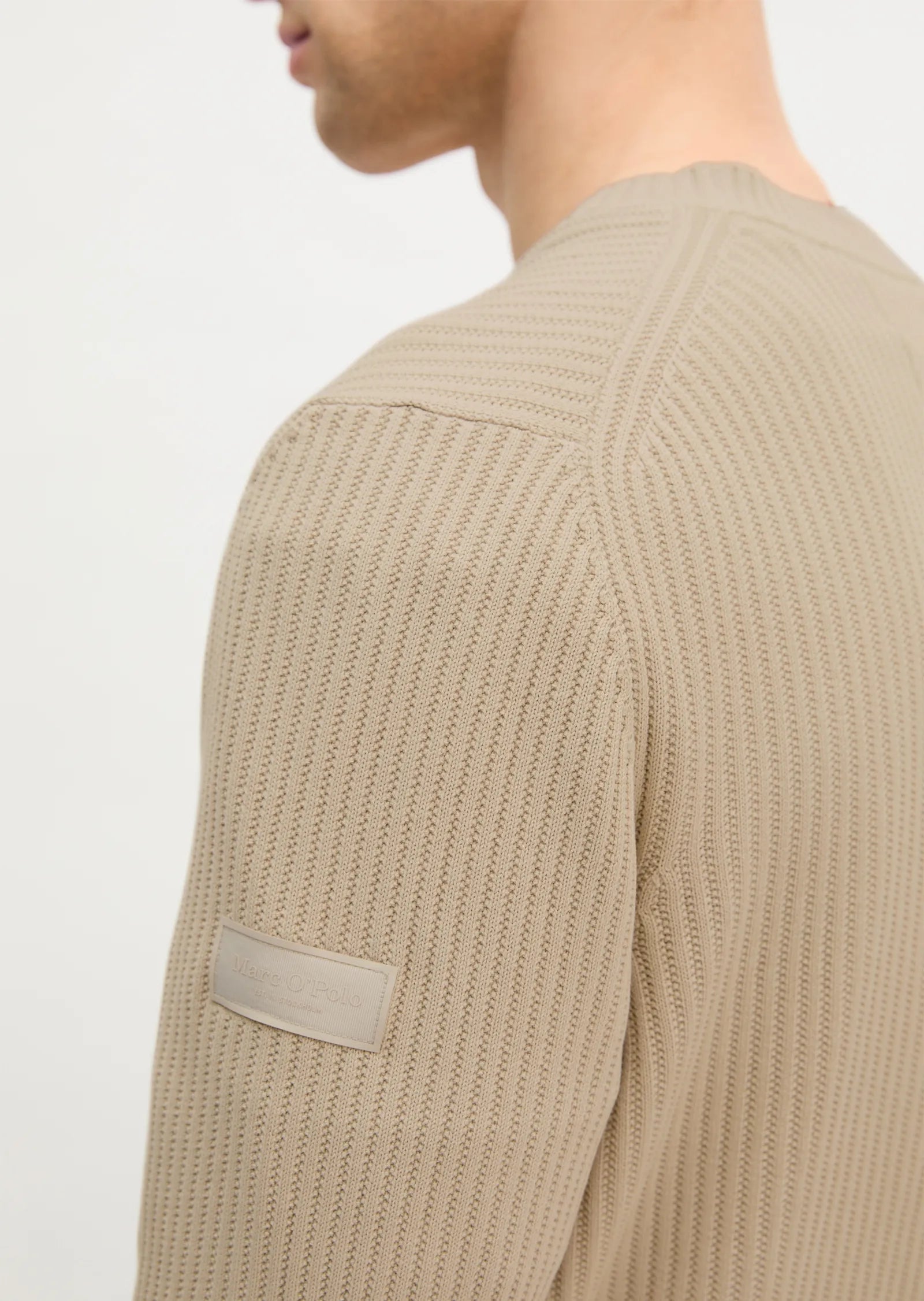 Marc O'Polo - Rippstrick Pullover aus Bio-Baumwolle in Beige