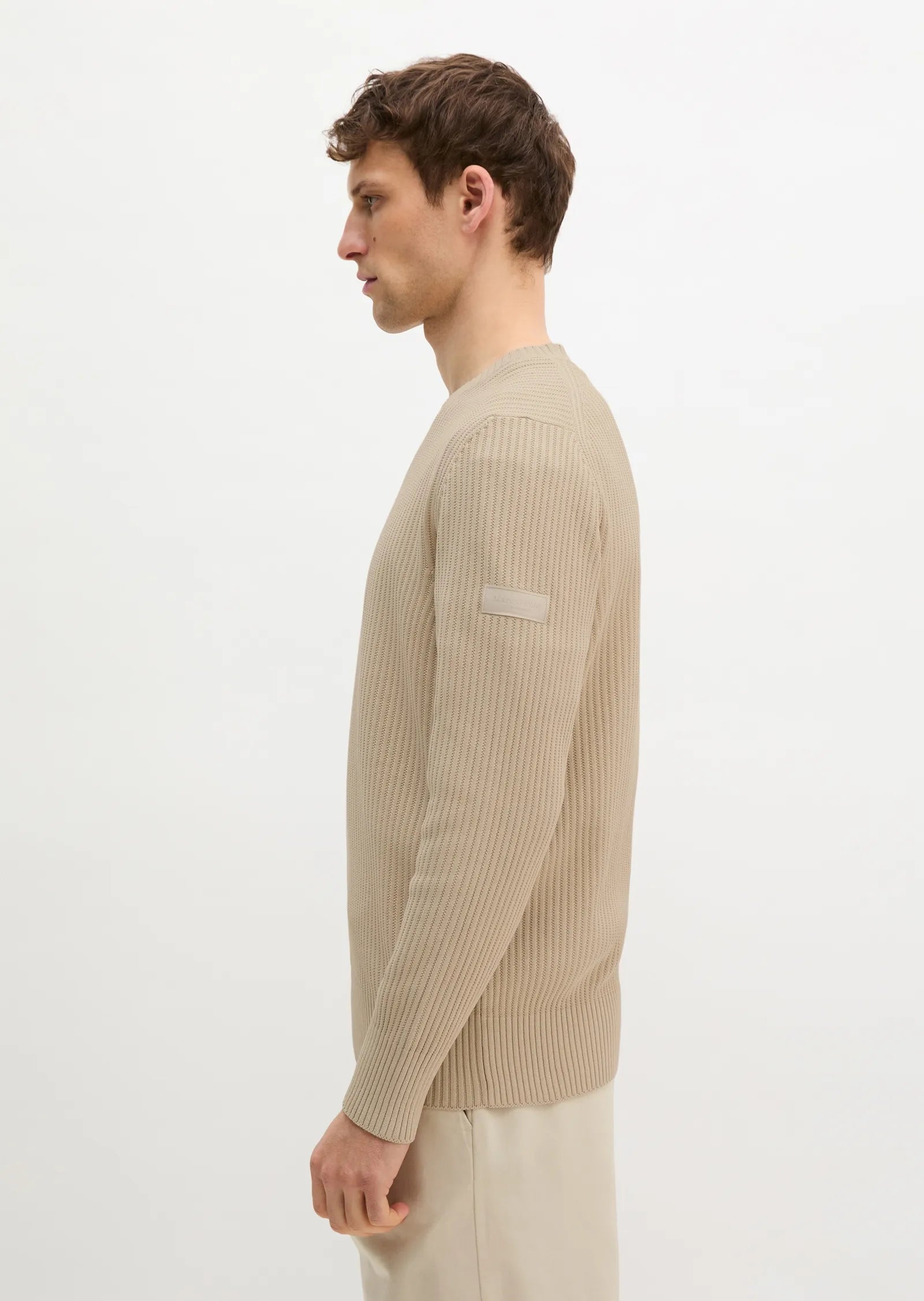 Marc O'Polo - Rippstrick Pullover aus Bio-Baumwolle in Beige