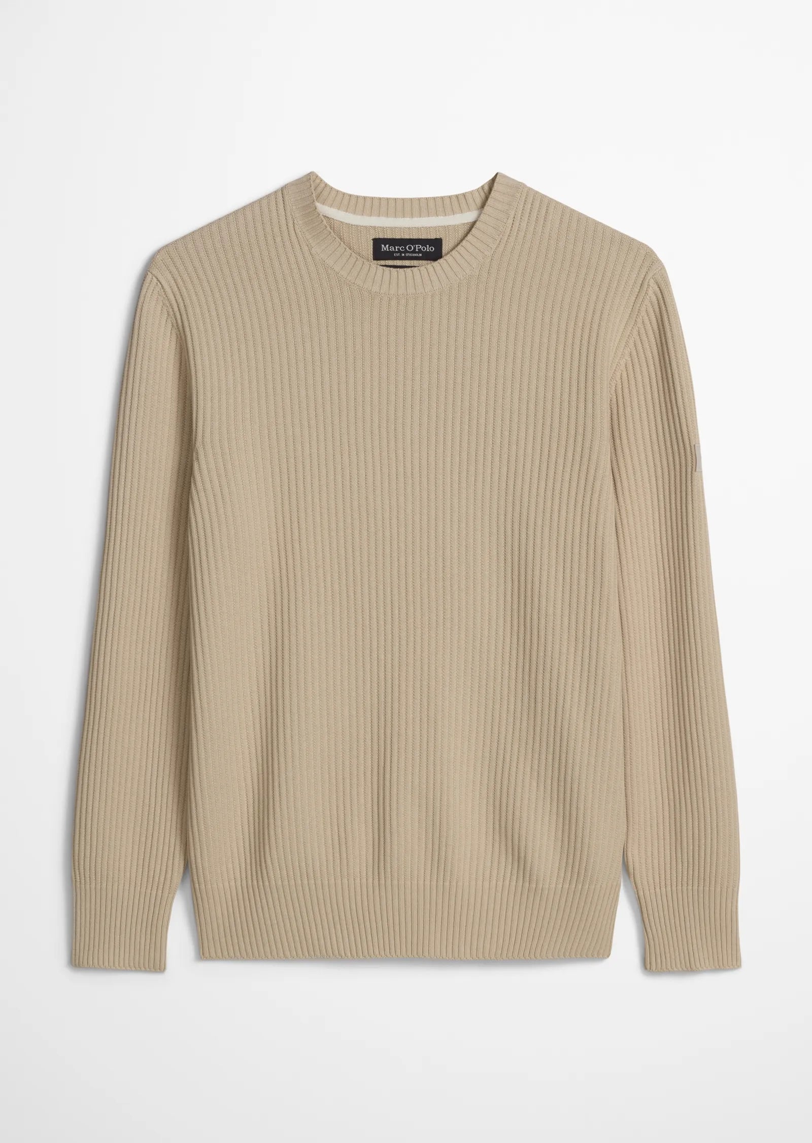 Marc O'Polo - Rippstrick Pullover aus Bio-Baumwolle in Beige