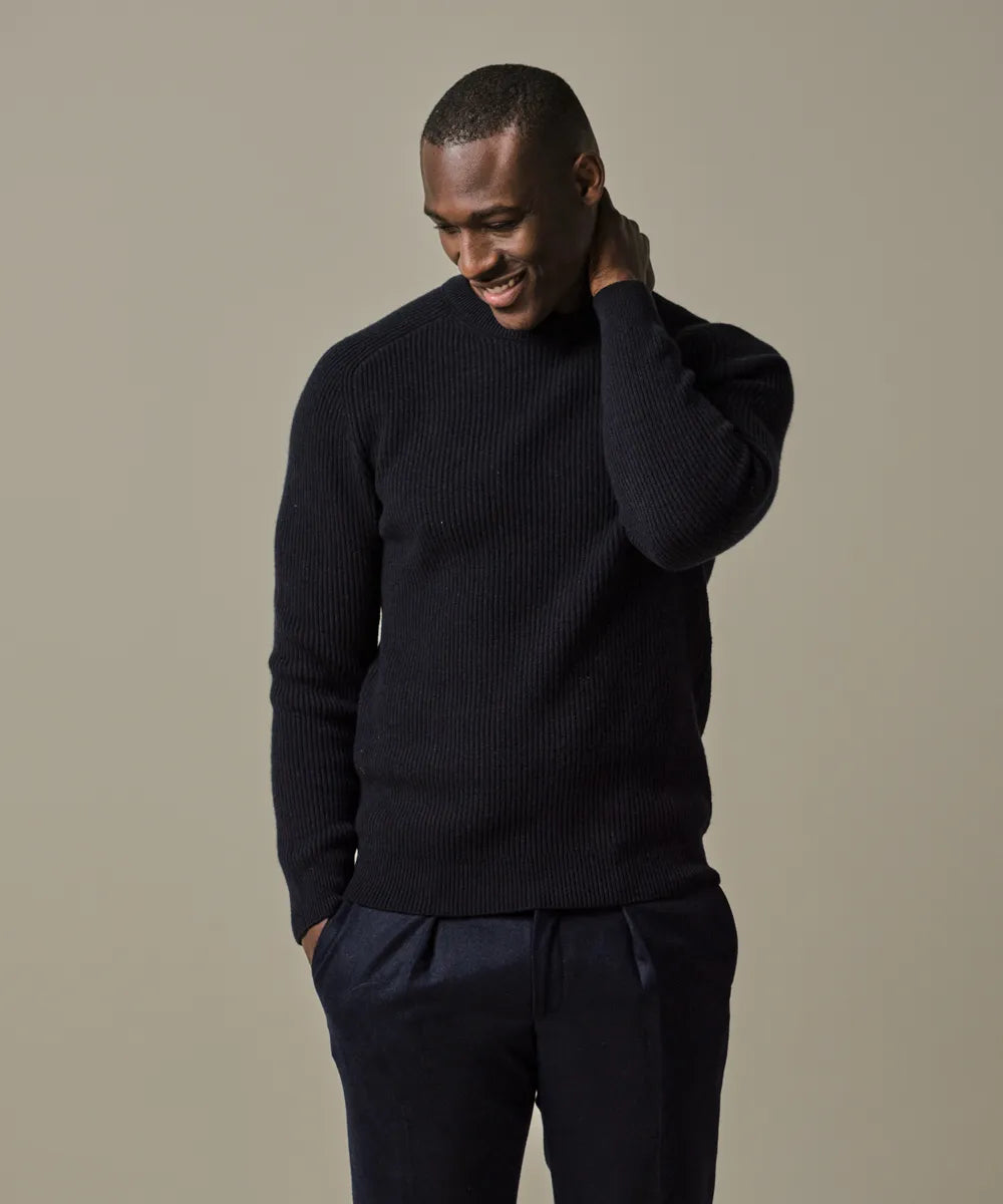 Profuomo - Leichter Wollpullover in Marineblau