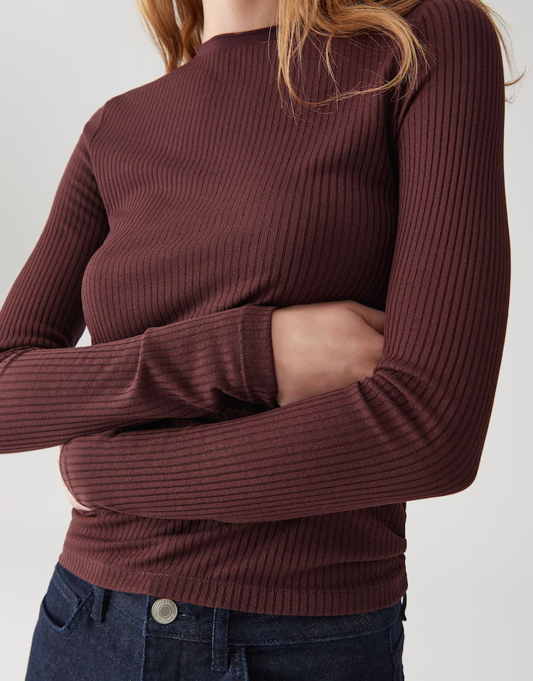 Opus - Langarmshirt in Rippstruktur - Sumelika