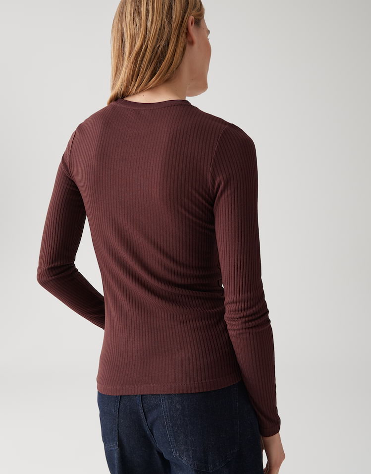 Opus - Langarmshirt in Rippstruktur - Sumelika