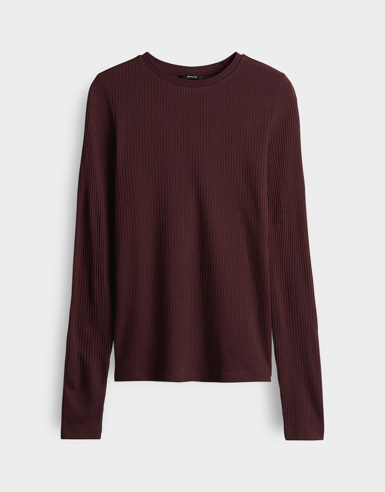 Opus - Langarmshirt in Rippstruktur - Sumelika