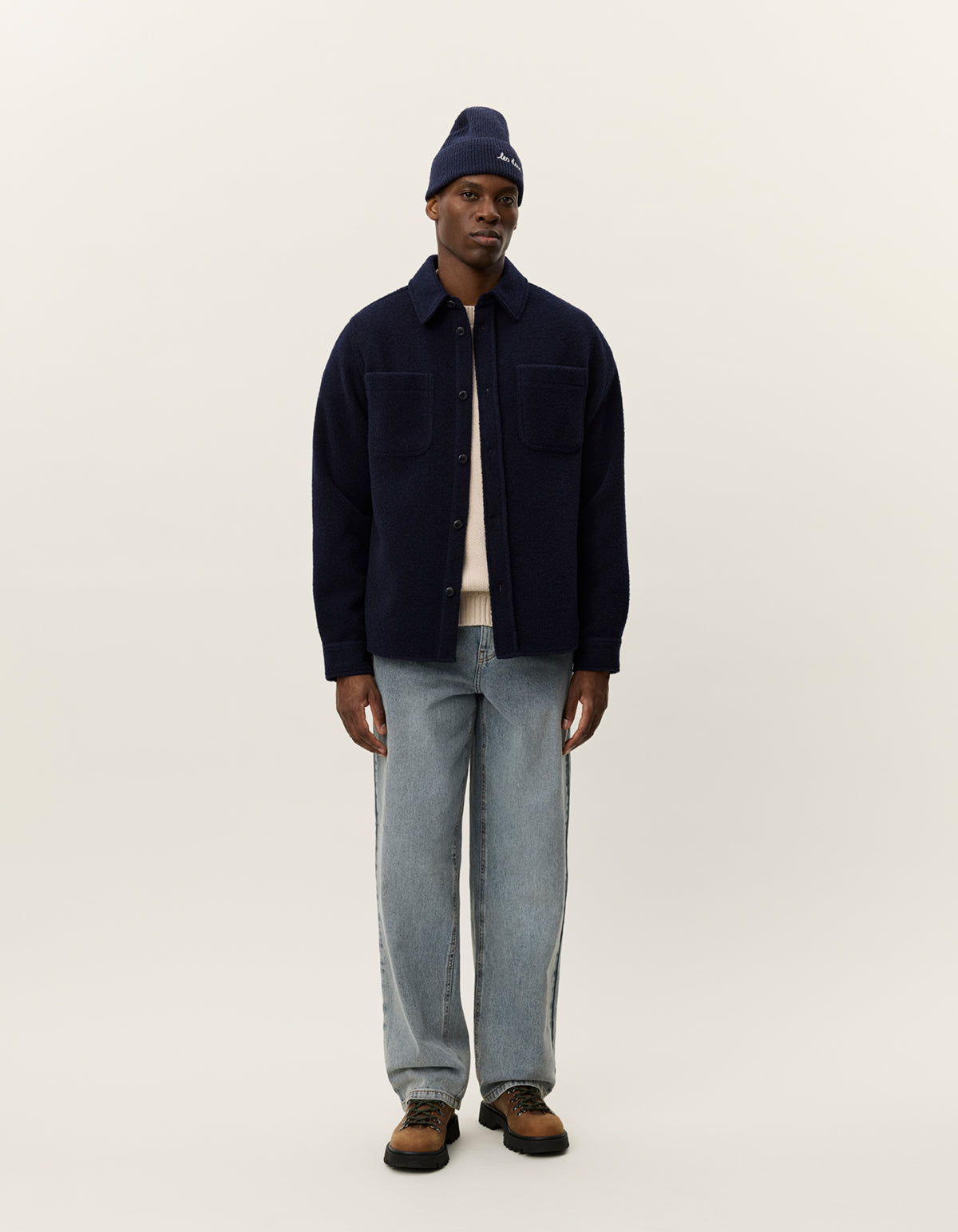 Les Deux - Bouclé Overshirt in Marineblau - Lennon