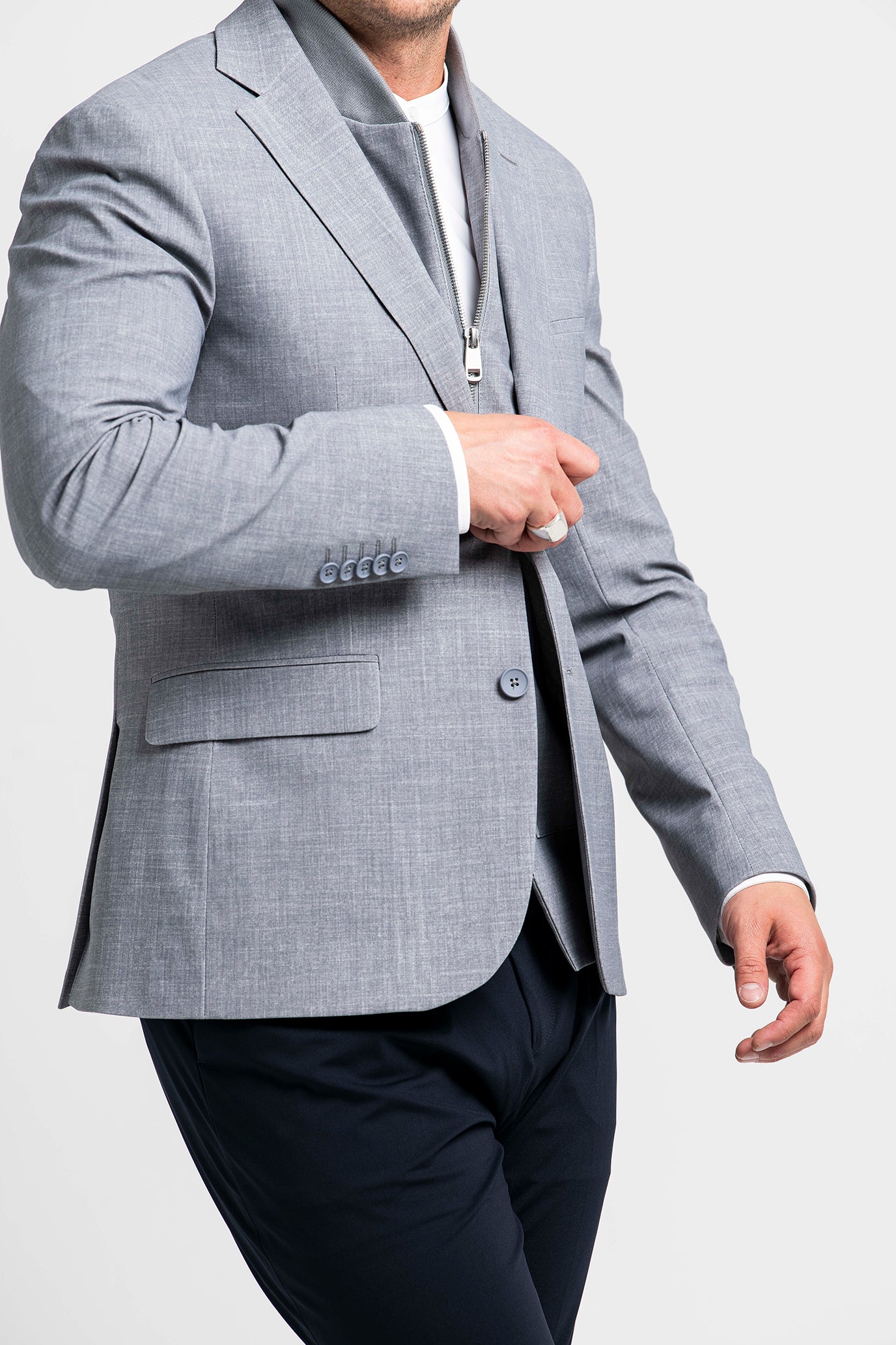 IOS - Schlank geschnittenes Sakko aus sehr bequemer Jerseyware - Light Grey